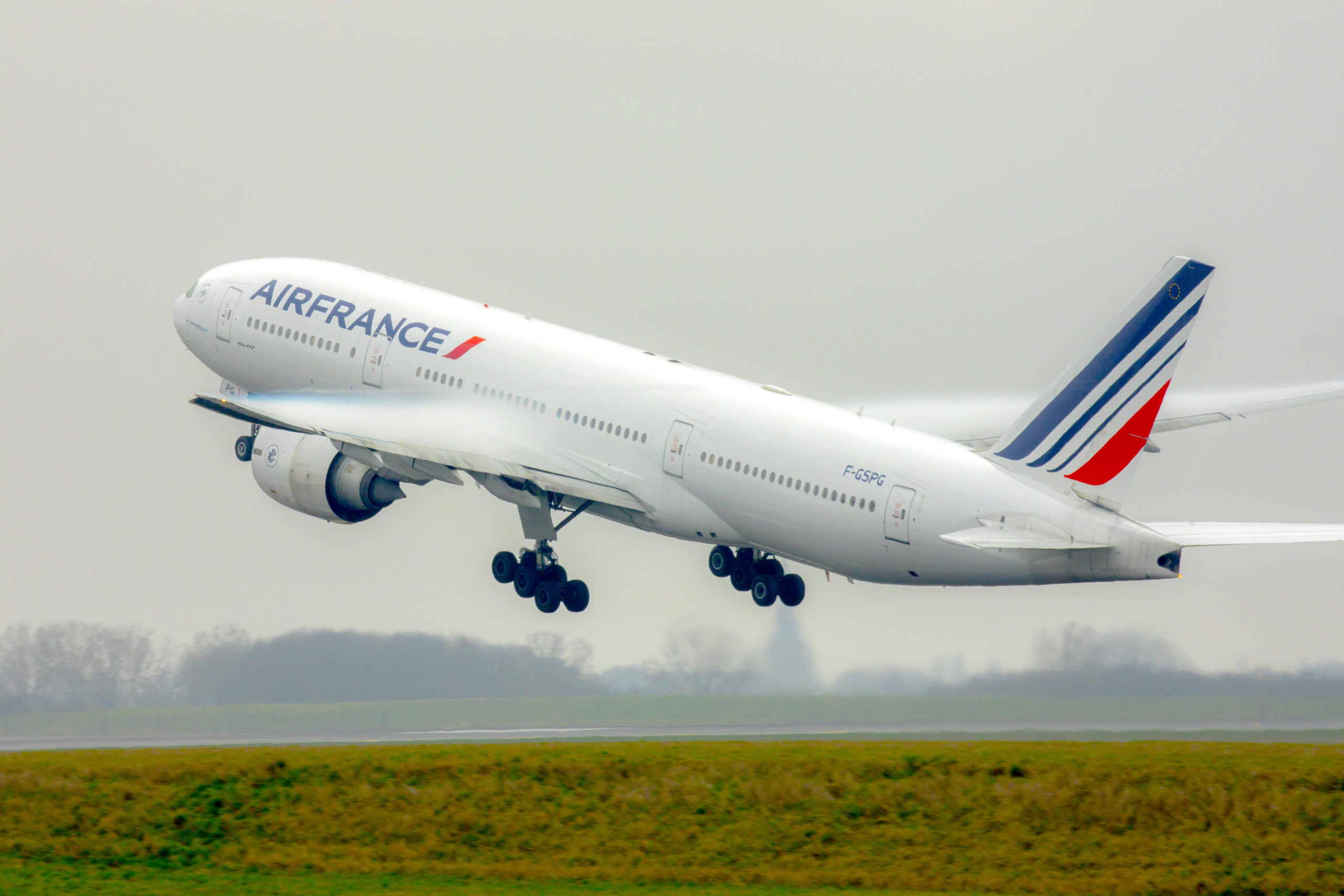 An Air France plane in the sky