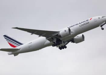 An Air France Cargo plane at liftoff