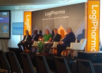 A panel discussion on geopolitical considerations for supply chain operations at LogiPharma 2023 in Boston